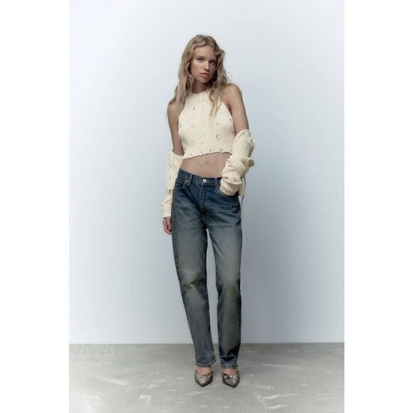 ZARA CREAM CHENILLE CRYSTAL TOP ZARA - Picture 8 of 11